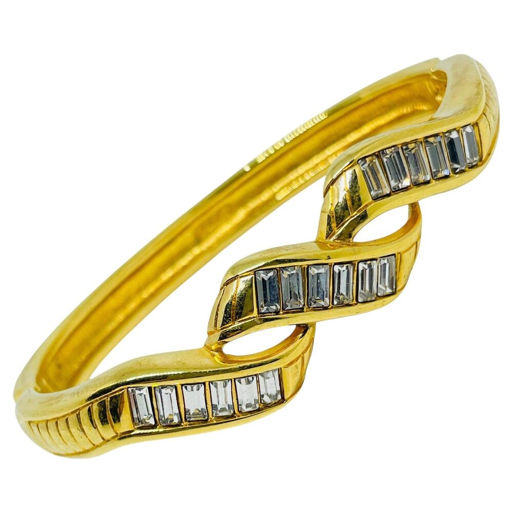SWAROVSKI signed vintage gold plated crystals designer chain bracelet